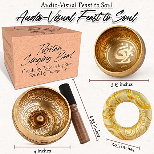 Tibetan Singing Bowl Set Authentic – 2-Pack Handmade in Nepal Sound & Meditation Bowl – Spiritual Decor for Yoga, Chakra Healing, Meditation Gifts, Unique Gifts for Women - color: Yellow