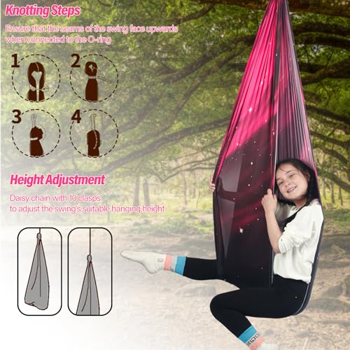Sensory Swing for Kids Holds 300lbs Therapy Cuddle Hammock Chair - color: Space Pink