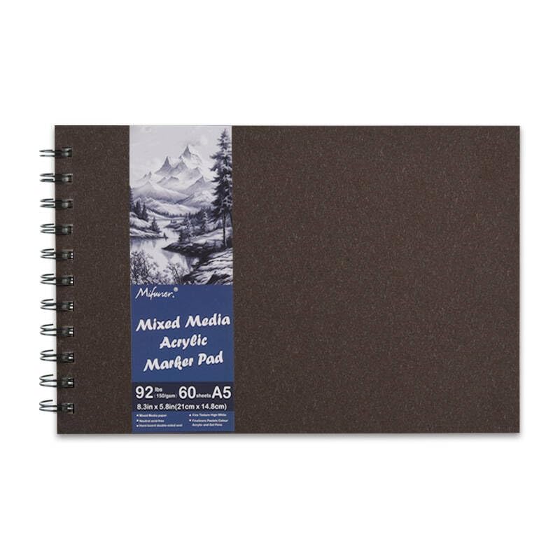 5.8" x 8.3" Mixed Media Sketch Book,Spiral Bound Hardcover Sketchbook,60 Sheets 92lb/150gsm Neutral White Acid Free Paper,Art Journal Sketchbook for Drawing Writing Sketching Illustration,Dark Coffee - color: Bright White-Dark Coffee