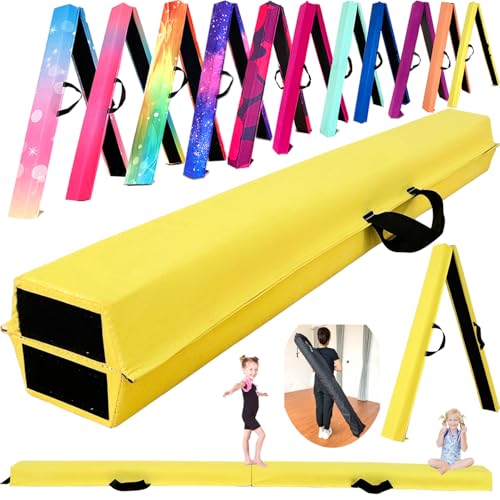 Marfula 6 FT / 8 FT / 9 FT Folding Gymnastics Beam Foam Balance Floor Beam - color: Light Yellow, size: 8 Ft