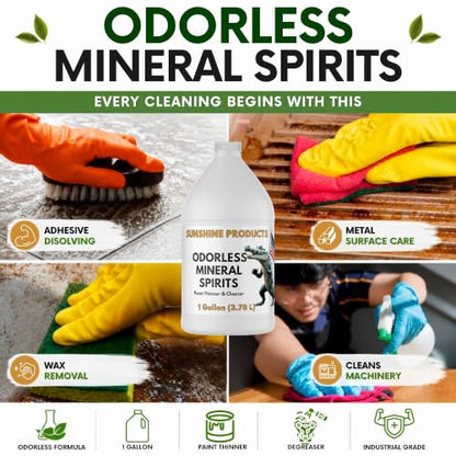 Odorless Mineral Spirits (1 Gallon) - Solvent, Paint Thinner & Degreaser | Industrial Grade Paint Thinner, Degreaser, Equipment Cleaner for Manufacturing, Automotive, Maintenance & Other Applications