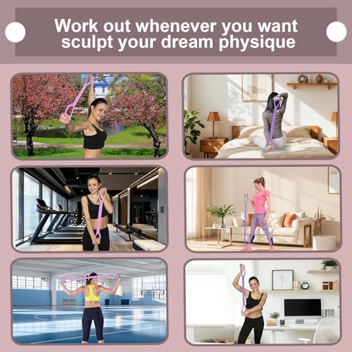 Figure 8 Resistance Bands with Handles, 4 Pack Workout Resistance Bands Set, 2 Flat Exercise Bands + 2 Arm Bands, Elastic Bands for Physical Therapy, Yoga, Pilates, Stretching for Women Men