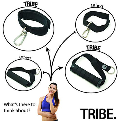 TRIBE Resistance Bands Accessories Equipment System for Home Gym, Exercise, Workout, Tube Bands & Cable Machines. Premium Ankle Straps, Door Anchor & Cushioned Handles. Heavy Duty Handle & Attachments