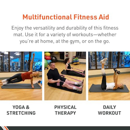 BodySport TPE Exercise Mat for Men and Women – Workout Mat – Perfect for Gyms and Fitness Training – ½ in. Thick, Black - size: 56 in. x 24 in. X 1/2 in.