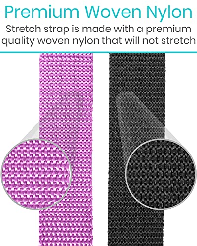 Vive Stretch Strap (75" - 10 Loops) - Leg Stretch Band to Improve Flexibility - Stretching Out Yoga Strap - Exercise and Physical Therapy Belt for Rehab, Pilates and Gymnastics with Guide Book - color: Pink