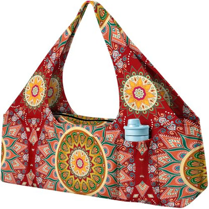 Yoga Mat Bag Large Yoga Bag and Carrier with Strap Zipper and Pockets Fits All Your Stuff Yoga Tote Pilates Bags for Women Fit Most Size Mats - color: Red