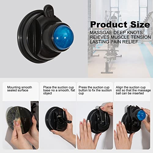 Dioche Wall Mounted Massage Ball Roller with Suction Cup, 360° Rotating Manual Muscle Massage Ball for Back, Neck, Shoulder & Full Body Relaxation and Muscle Relief