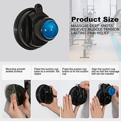 Dioche Wall Mounted Massage Ball Roller with Suction Cup, 360° Rotating Manual Muscle Massage Ball for Back, Neck, Shoulder & Full Body Relaxation and Muscle Relief