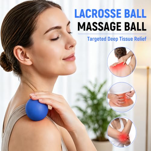 Massage Ball Lacrosse Ball for Myofascial Release, Massage Deep Tissue for Back, Neck, Foot Trigger Point Therapy, Full Body Muscle Knots, Relieving Muscle Pain (Blue) - color: Blue