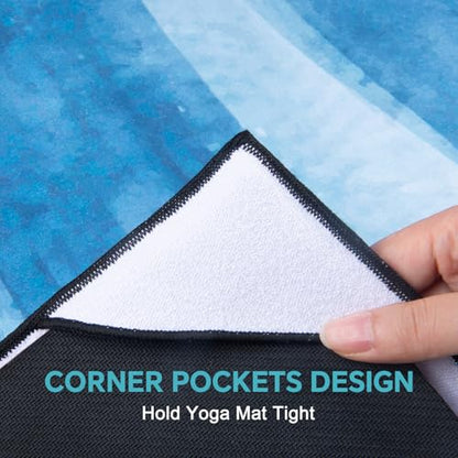 QiyI Hot Yoga Towel with Grip Dots, Non Slip, 70"x26", Blue Tie Dye - color: Blue Tie Dye, size: 70"x26"