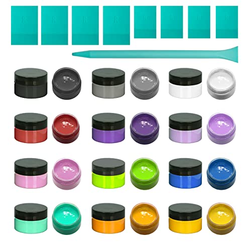12-Color Chalk Paste with 9 Squeegees for Stencil Painting, Mesh Transfer - color: 12 colors Jars Chalk Paste