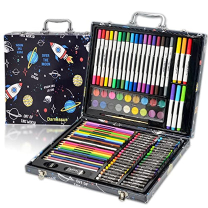 Darnassus 132-Piece Art Set, Deluxe Professional Color Set, Creating Gift Box, Art Set Crafts Drawing Painting Christmas Kit for Kids and Adult, Girls Boys - color: Spaceship