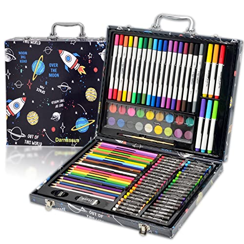 Darnassus 132-Piece Art Set, Deluxe Professional Color Set, Creating Gift Box, Art Set Crafts Drawing Painting Christmas Kit for Kids and Adult, Girls Boys - color: Spaceship