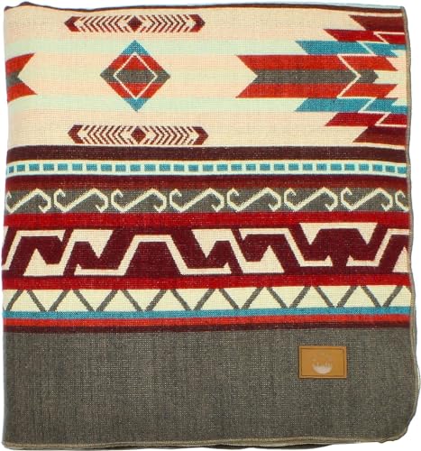 Inca Aztec Throw, Queen, King Blanket | Southwest Indian Navajo Boho Style | Native Cover for Camping, Bedding, Couch, Vanlife | Faux Alpaca, Lightweight, Hypoallergenic (Chimborazo Beige, King) - color: Chimborazo Beige, size: King