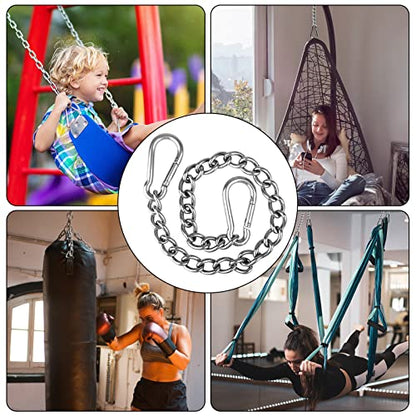 Heavy Duty Hammock Chains with 4 Carabiners - Stainless Steel Hammock Chair Hardware for Indoor/Outdoor Use, 1500 LB Capacity(2 Sets)