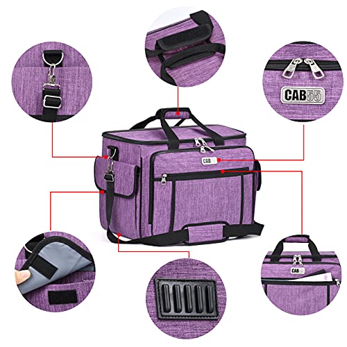 CAB55 Rolling Sewing Machine Case, Detachable Rolling Sewing Machine Carrying Case on Wheels, Trolley Tote Bag with Removable Bottom Wooden Board for Most Standard Sewing Machine and Accessories - color: Purple