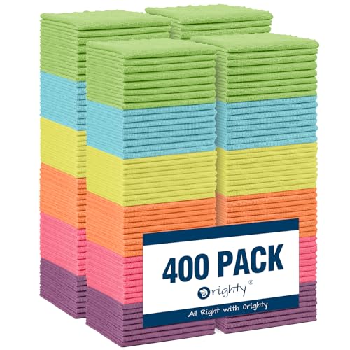 Orighty Microfiber Cleaning Cloth, 400 Pack Highly Absorbent Cleaning Rags, Household Cleaning Supplies, Microfiber Towels Lint Free Cloths for House, Kitchen, Car Care, 12x11 Inch, Multicolor - color: Multicolor, size: 400 Pack