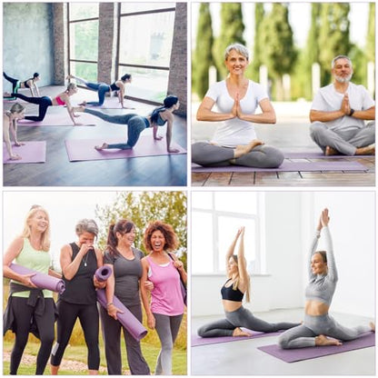 Funtery 3 mm Thin Yoga Mats Bulk, 68 x 24 Inches Lightweight PVC Exercise Mats Non Slip Workout Fitness Pads for Yoga Pilates Stretching Classes Gym Home Studio - color: Smoky Purple