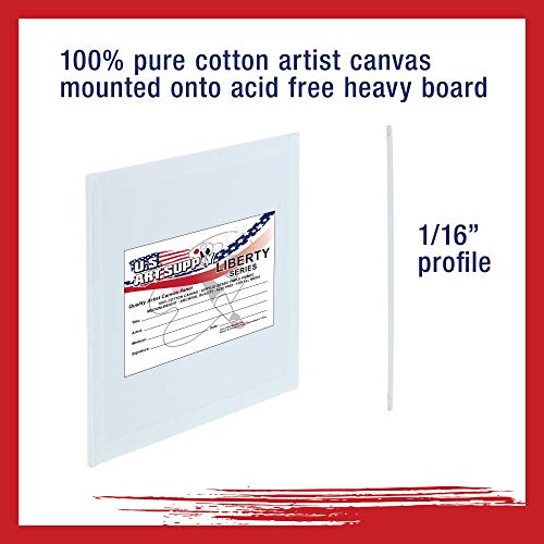 U.S. Art Supply 4 X 4 Inch Art Canvas Board Panels 96 Pack - 8 Ounce Heavyweight Cotton Acid Free Canvases for Painting Acrylics and Watercolor (1 Case of 96 Single Canvas Painting Panels) - size: 4" x 4"