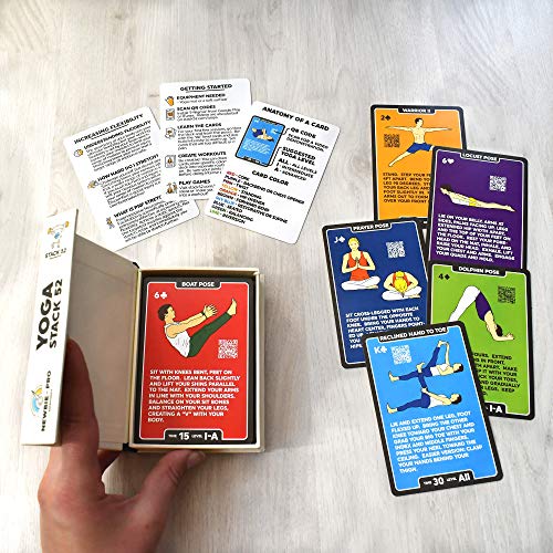 Stack 52 Yoga Exercise Cards: Designed by Certified Yoga Instructor. - color: 55 Card Base Deck