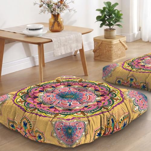 Boho Meditation Cushion, Mandala Meditation Mat, Bohemia Meditation Pillows for Sitting on Floor, Square Pillows Cushion Seating for Yoga Accessories 22'' X 22'' - color: 01.mandala Meditation Cushion-01, size: 22'' X 22''(square)