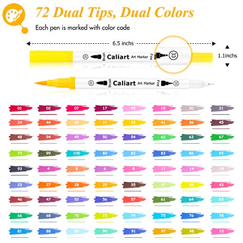Caliart 176PCS Sketching Kit & 72 Colors Brush Pens