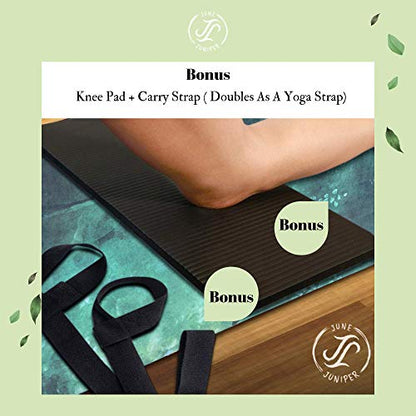 June & Juniper 여행용 요가 매트 접이식 경량 - 얇고 가벼운 미끄럼 방지 여행용 요가 매트 에코 - color: patronus forest