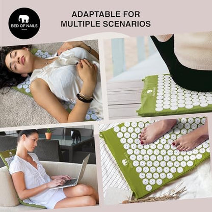 Bed of Nails Original Acupressure Mat with 8820 Precision Nails for Massage Therapy, 29 x 16 x 1", Green - color: Green - Mat