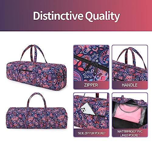 Boulder Bee | Yoga Mat Bag | Large Yoga Mat Carrier with Wet Pocket | Yoga Gifts | Gym Tote Bag for Women - color: Red and navy