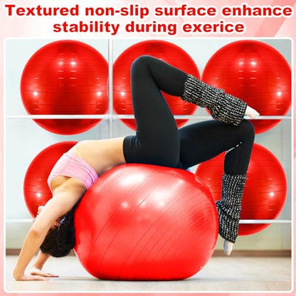 Jexine 6 Pcs Yoga Ball Exercise Ball - color: Red, size: 25.59 Inch