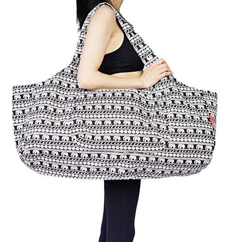 Aozora Yoga Mat Bag Large Yoga Mat Tote Sling Carrier with Pockets Fits Mats with Multi-Functional Storage Pockets Light and Durable - color: Elephant