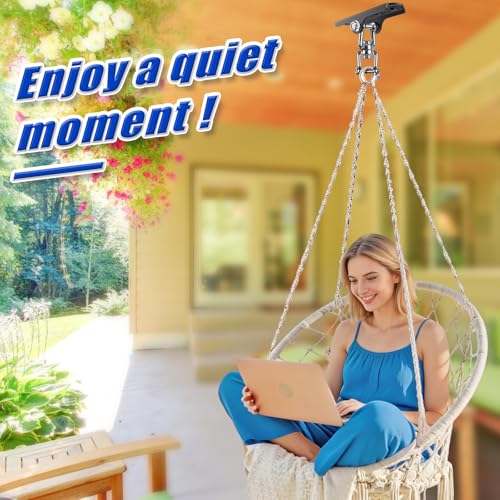 Dolibest Heavy Duty Swing Hanger,Ceiling Mount Swing Hook,One-Piece Design Base, Swing Set Hardware for Punching Bag, Boxing, Hammock Chair, Yoga Swing, Porch Swing (360° +180° Rotation) - color: E: 360°+180° Swing Hanger