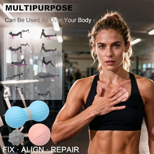 HODEMI Peanut Massage Ball Set, 3 Pack Peanut Roller, Textured Massage Ball & Trigger Point Ball for Deep Tissue Massage and Myofascial Release for Back, Neck, Hip and Foot with Mesh Bag - style: Peanut Roller Set