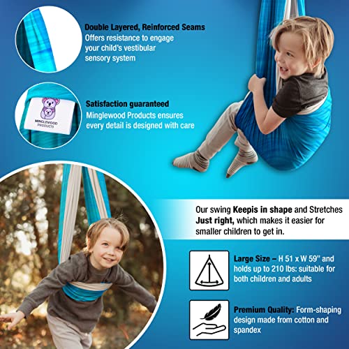 MINGLEWOOD Sensory Swing for Kids – Indoor Swing Set with 360° Swivel Hanger – Cozy & Calming Hammock for Autism, Anxiety, ADHD & Sensory Disorders - color: Seafoam