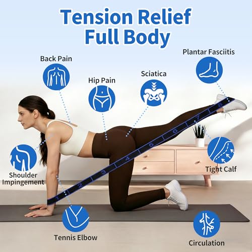 Stretch Strap, Yoga Stretching Band, Elastic Stretching Strap, Yoga Stretch Strap with 8 Loops, for Effective Stretching - color: Blue
