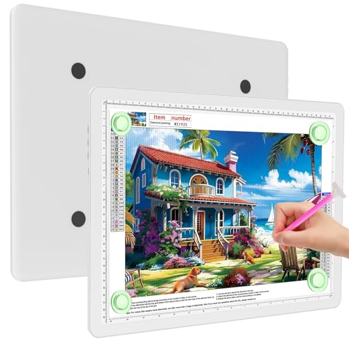 Elice Magnetic A3 Light Board for Diamond Painting, Ultra-Thin Tracing LED Light Box with Side Buttons, Super Bright Diamond Art Light Pad, Light Table for Drawing, Sketching, Weeding Vinyl - White - color: White, size: A3 without Carry Bag