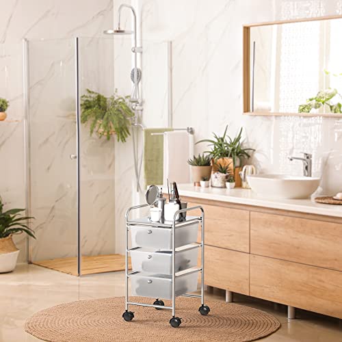 Simple Houseware 3 Drawers Rolling Utility Cart Art Craft Organizer, Chrome - color: Chrome, size: 3 Drawers