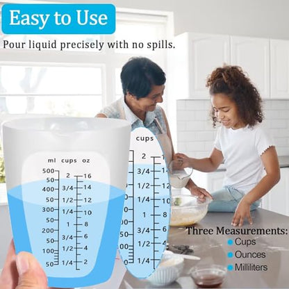 Silicone Measuring Cup, 5PCS Silicone Cups for Epoxy Resin Mixing, 500 & 100ml Reusable Resin Supplies for Resin, Molds, Jewelry Making