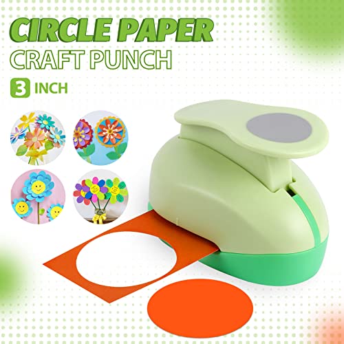 UCEC Paper Punch, 3 Inch XL Size Circle Punch Large Hole Puncher Paper Circles Craft Puncher Handmade Paper Punches for Crafting Scrapbooking Cards Arts Fun Projects Back to School Supplies - color: Circle, size: 3 Inch