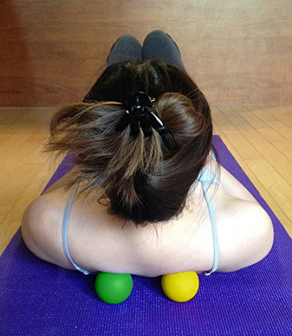 Kieba Massage Lacrosse Balls for Myofascial Release, Trigger Point Therapy, Muscle Knots, and Yoga Therapy. Set of 2 Firm Balls (Green and Yellow) - color: Green and Yellow