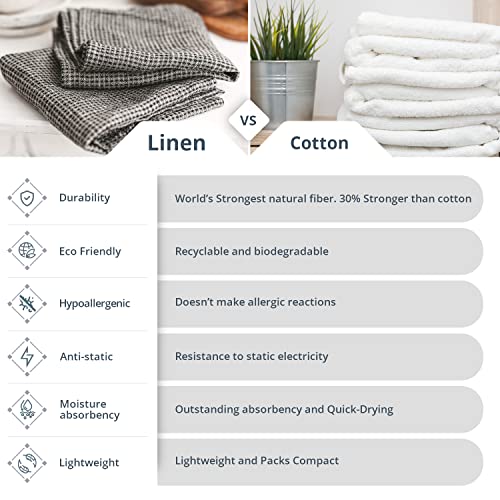 100% Linen Bath Sheet 35x70-inch Thin Waffle Weave Black-Natural XL Towel - color: Black Natural, size: Bath Sheet