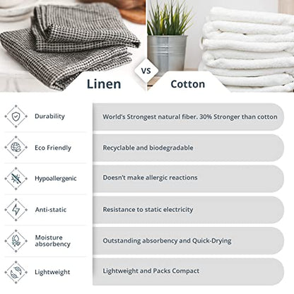 100% Linen Bath Sheet 35x70-inch Thin Waffle Weave Black-Natural XL Towel - color: Black Natural, size: Bath Sheet