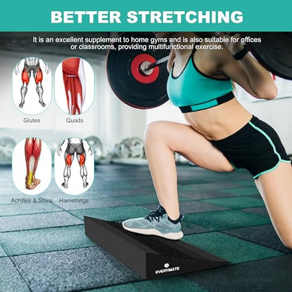 EVERYMATE Slant Board Calf Stretcher, Non-Slip Heel Elevated Squat Wedge Block for Weightlifting and Calf Stretching, Knees Over Toes Equipment 1000LB - color: Slant Board-15 degrees