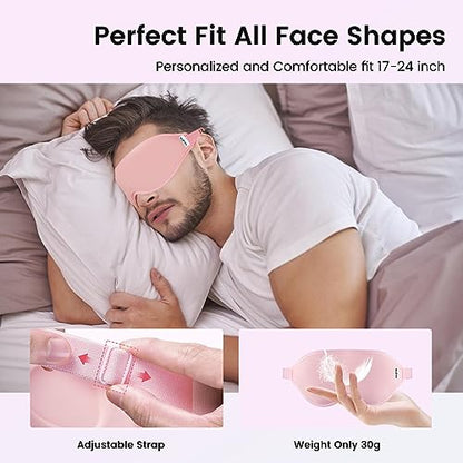 Audree Eye Mask for Sleeping - 3D Contoured 100% Sleep Mask Light Blocking, Sleeping Eye Mask for Women Men, Zero Eye Pressure Night Blindfold, Soft Eye Cover - Pink - color: Pink