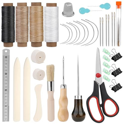Book Binding Kits Bookbinding Kit Book Binding Materials Bone Folder Tool | 41 Pcs Bookbinding Supplies Book Making Kit with Binding Ribbon Brush Waxed Thread, Awl for Bookbinding - color: 41 Pcs Style A