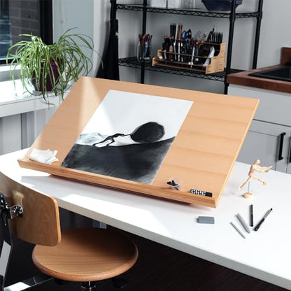 SoHo Urban Artist Extra Large 19.75" x 29.5" Adjustable Portable Drawing Board Stand Easel, 5 Positions, Natural Beechwood Finish - size: 19.75x29.5"