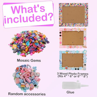 ZALIAFEI 3PCS Mosaic Photo Frame Craft Kit, DIY Crafts Crafts for Girls 8-12, Arts and Crafts Gifts for 10 Year Old