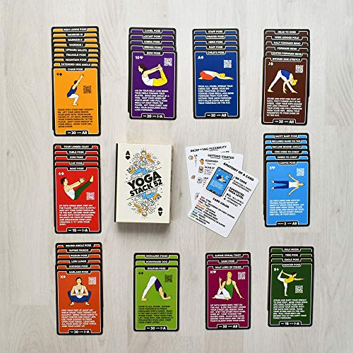 Stack 52 Yoga Exercise Cards: Designed by Certified Yoga Instructor. - color: 55 Card Base Deck