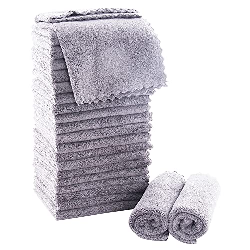 MOONQUEEN Ultra Soft Premium Washcloths Set - 12 x 12 inches - 24 Pack - Quick Drying - Highly Absorbent Coral Velvet Bathroom Wash Clothes - Use as Bath, Spa, Facial, Fingertip Towel (Light Grey) - color: Light Grey, size: 12 x 12 Inch(Pack of 24)