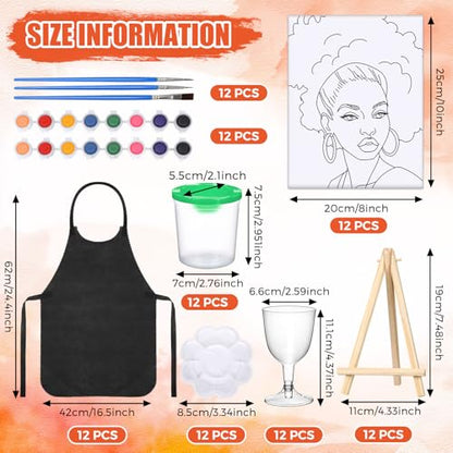 Sherr 96 Pcs 12 Sets Pre Drawn Canvas Kit for Painting Craft Sip and Paint Kit for Adults Pre Printed Canvas Painting Favor for DIY Birthday Gifts Adult's Date Party, 8 x 10 Inches(Lady) - style: Lady